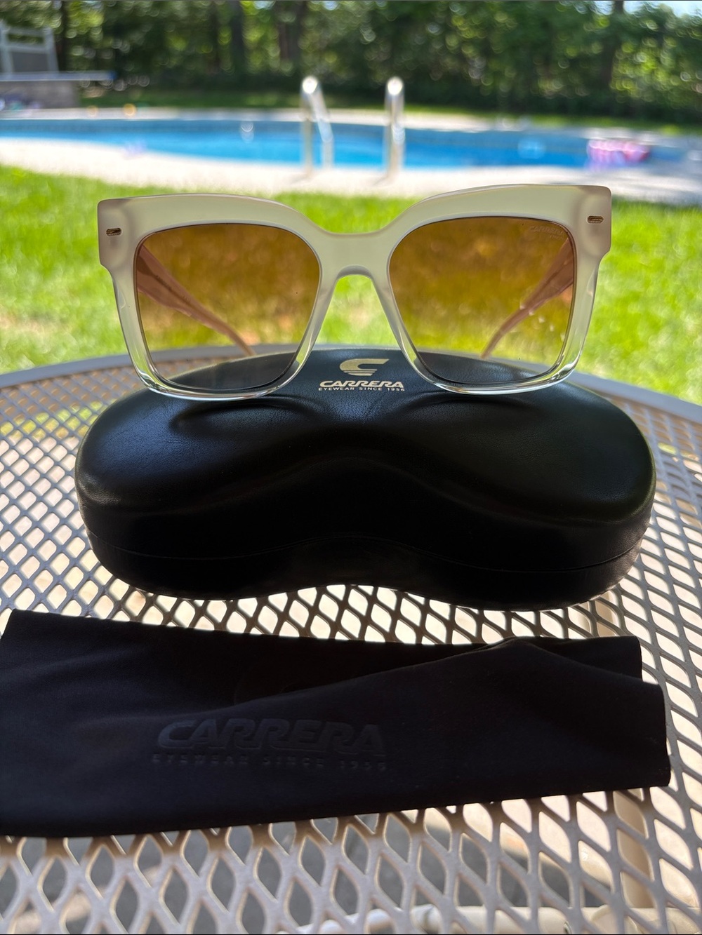 Carrera Translucent Clear Frame Sunglasses with Brown Gradient Lenses
